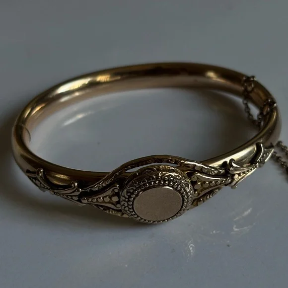 Unique Vintage Austin&Stones Gold filled- plated Hinged Bangle Bracelet 1907ss - Picture 14 of 14